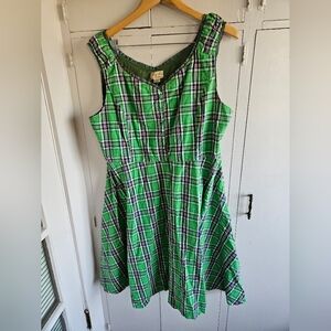 Lindy Bop green plaid dress with side zipper Size EU 26/ US 2X